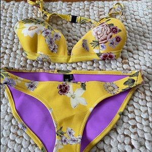 Triangle yellow floral bikini